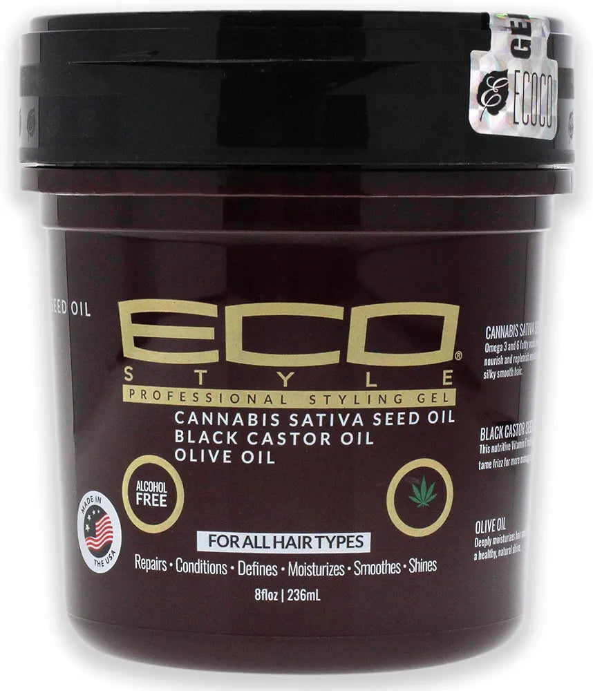 ECO - Cannabis Sativa Seed Oil, Black Castor Oil, Olive Oil Styling Gel - 8oz