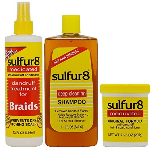 Sulfur8 Anri-Dandruff Shampoo 11.5oz + Conditioner + 7.25oz + Braids...